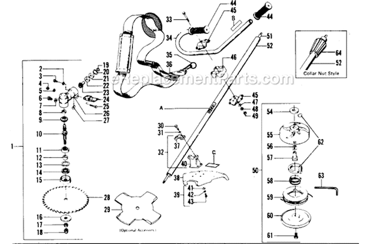 Page B Diagram and Parts List for XR-90  Weed Eater Trimmer